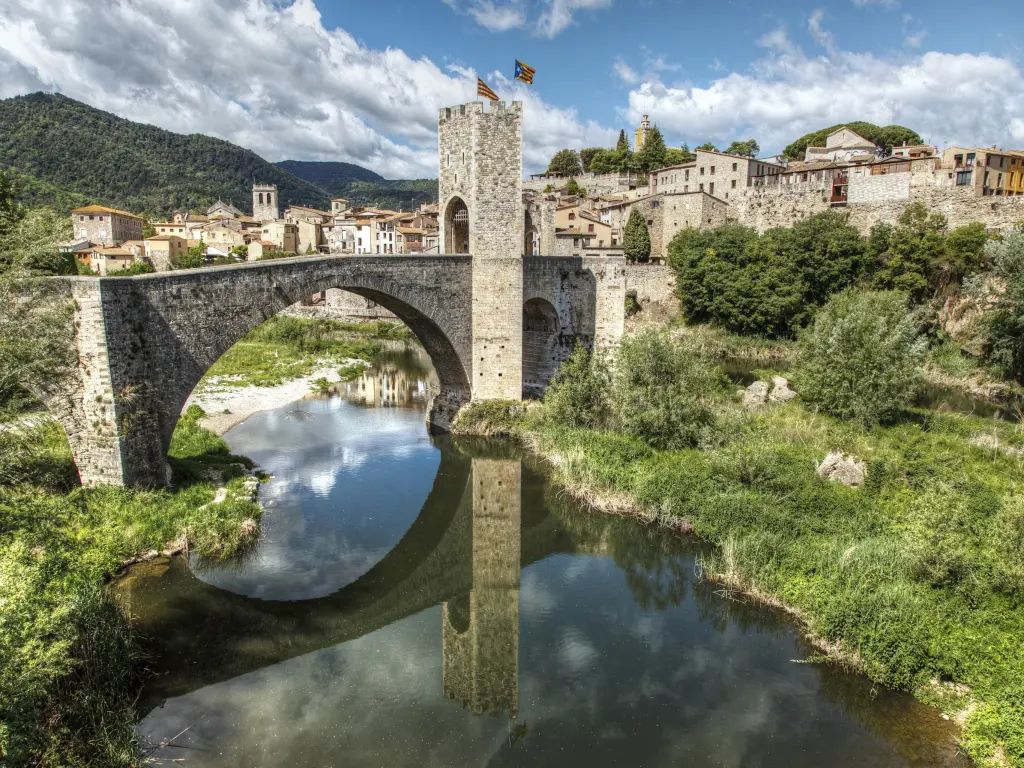 Spectacular medieval bridge of Besalu, Spain