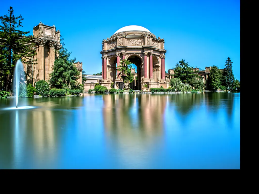 View of the Palace of Fine Arts across the water in San Francisco