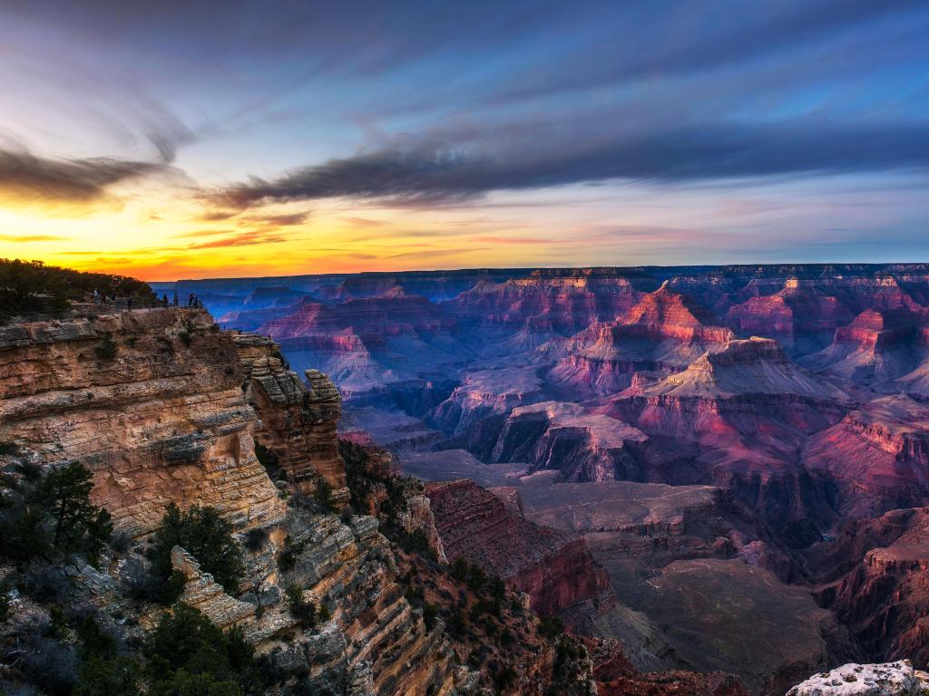 Grand Canyon National Park, USA with a beautiful sunset from the point of view named Mather Point.