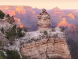 Panorama of the Grand Canyon with Sunset Colors Reflecting in the Rocks