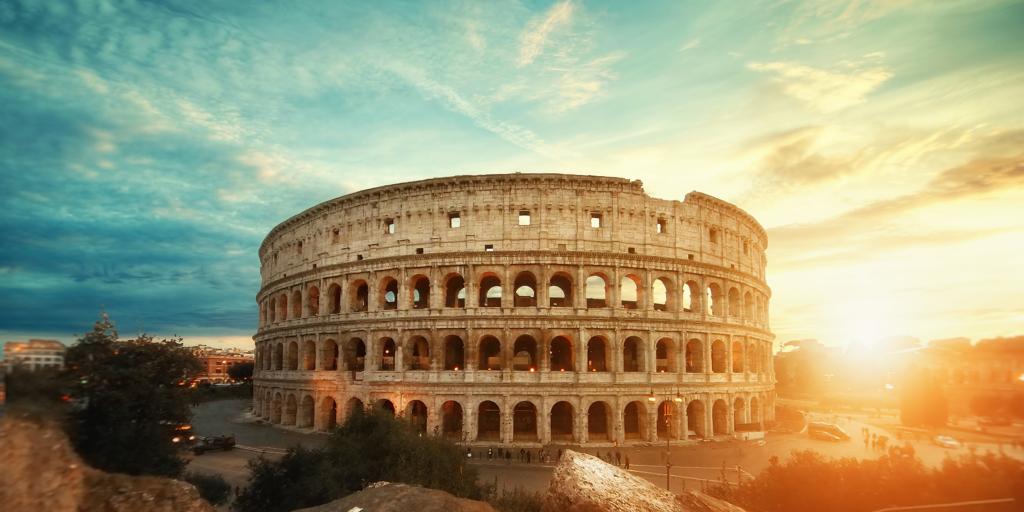 The Colosseum in Rome at sunset