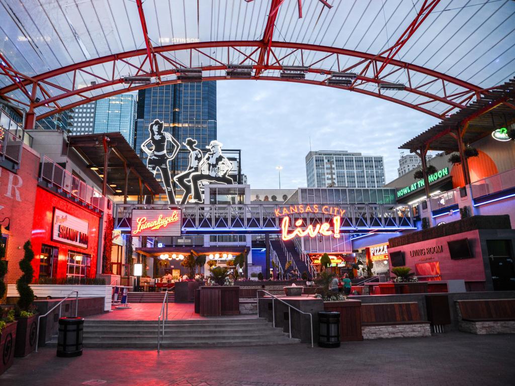 People enjoying the nightlife in Kansas City's Power and Light District, Missouri