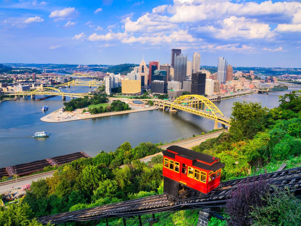 Pittsburgh, Pennsylvania, USA downtown skyline and incline