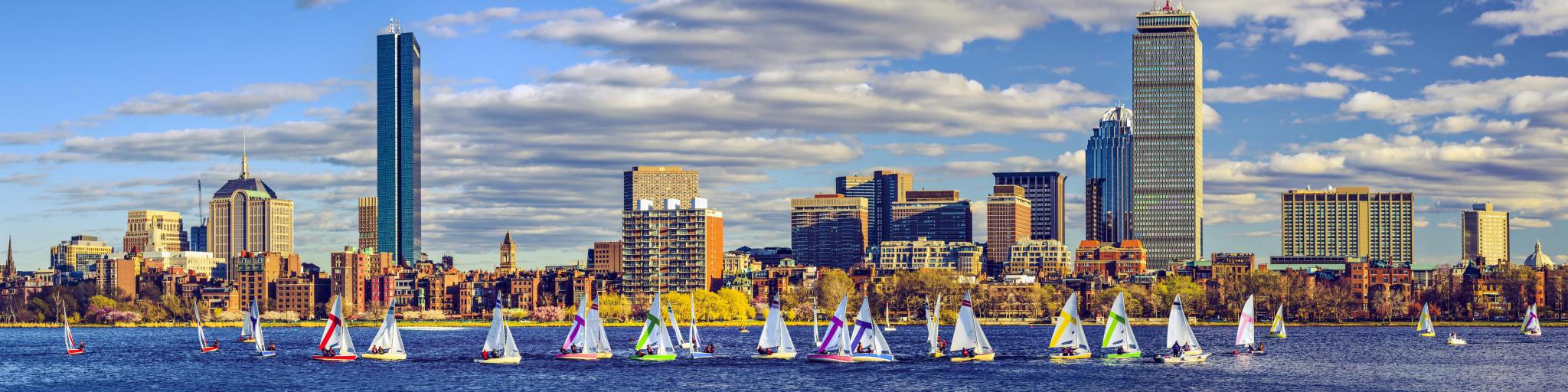 Panoramic skyline view of Boston, Massachusetts
