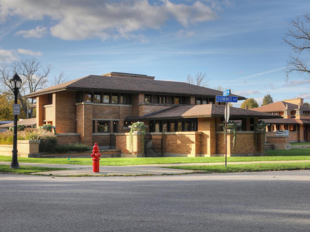 Building front of Frank Lloyd Wright's Darwin Martin House, Buffalo, New York