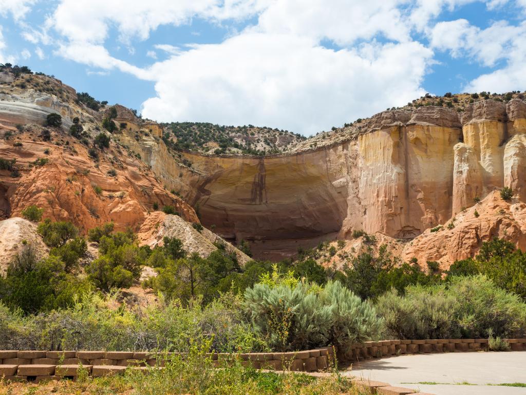 Beautiful red rock formation in Echo Amphitheater. Day Use Area in the Carson National Forest, New Mexico, USA