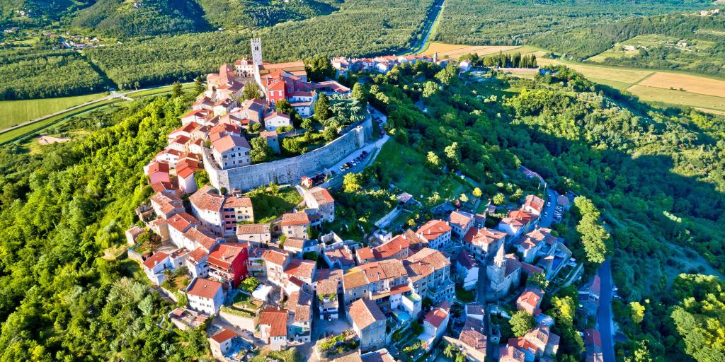 Aerial view of the idyllic hill town of Motovun, Istria region of Croatia - Image