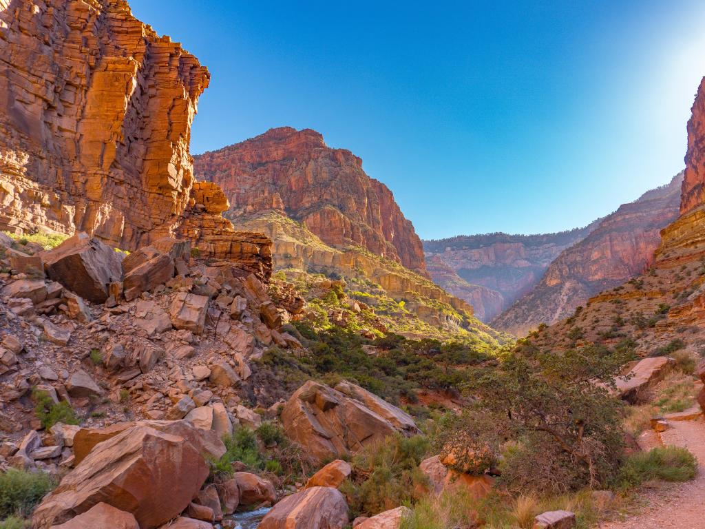 First Light at the Bottom of the Grand Canyon, Arizona, USA.