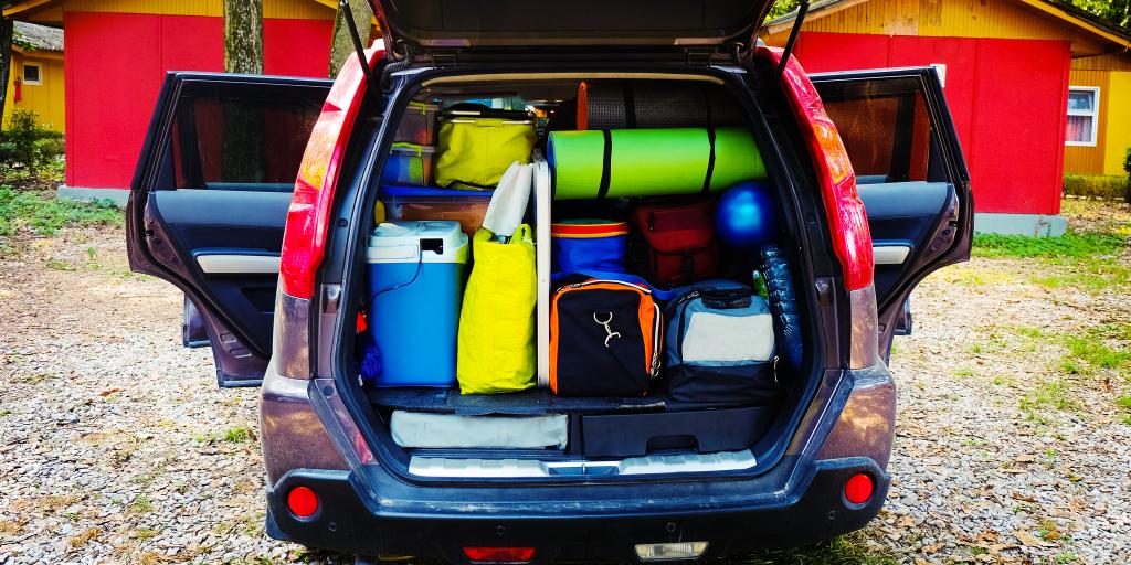 A car packed with things ready for a road trip 