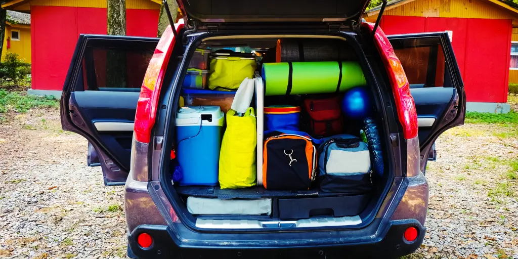 A car packed with things ready for a road trip 