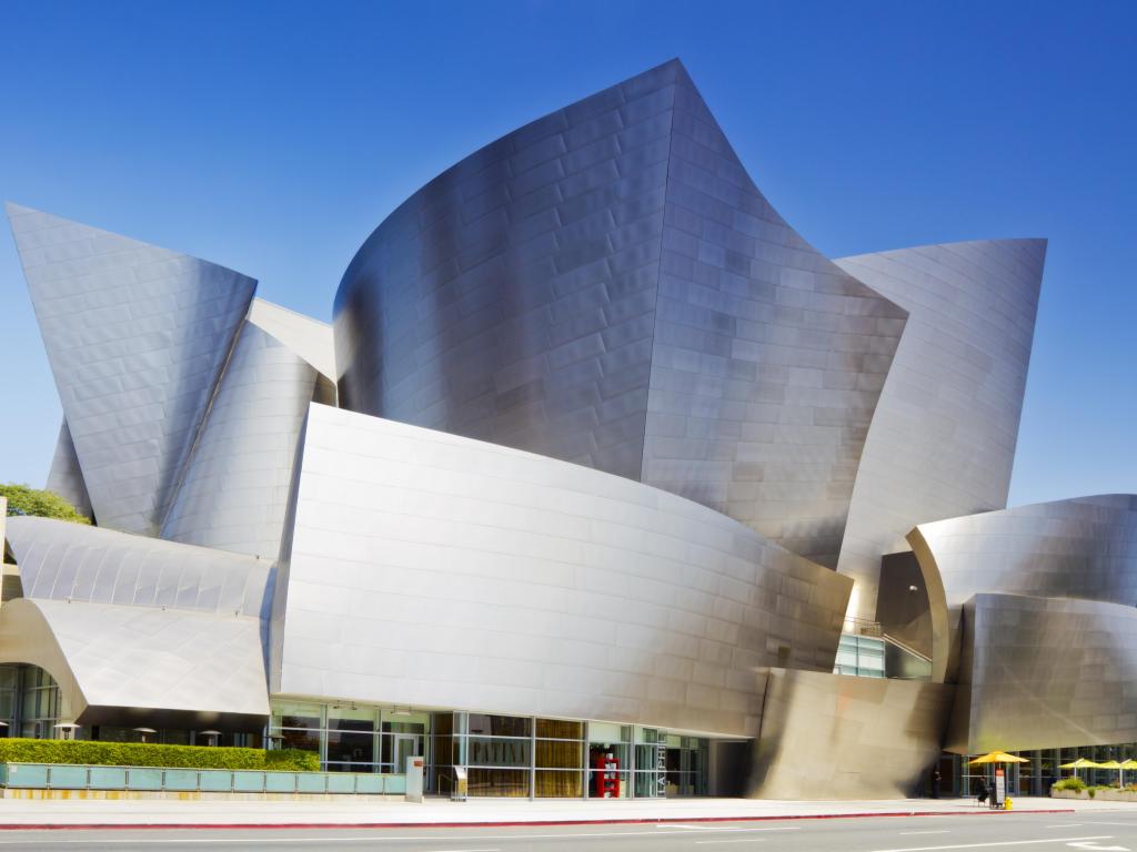 Stainless steel exterior of the famous concert hall in Los Angeles 
