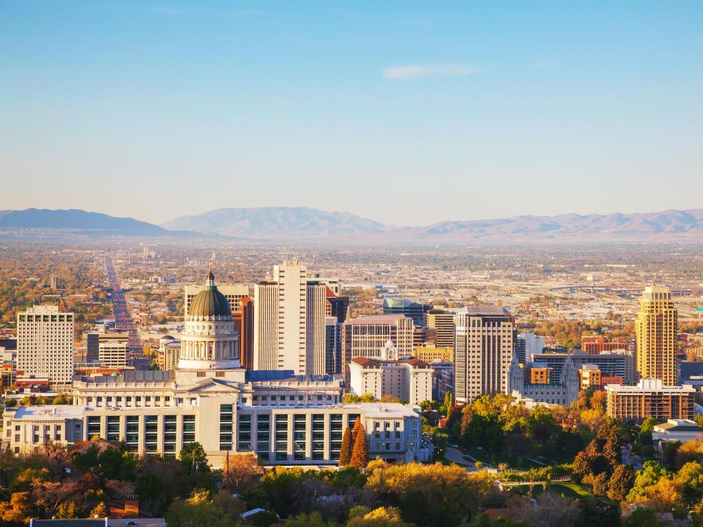 Salt Lake City panoramic overview in the morning