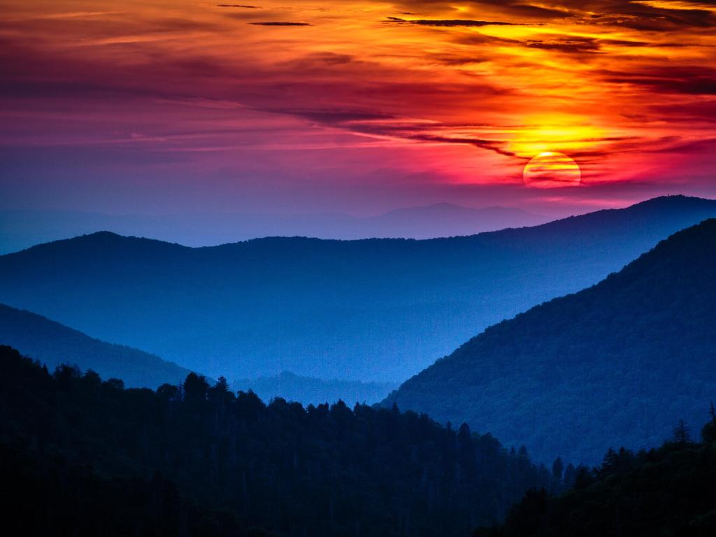 Great Smoky Mountains National Park Scenic Sunset near Gatlinburg