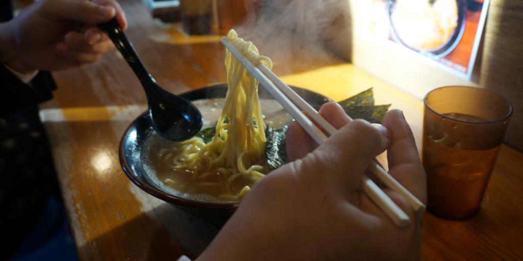 Someone eating ramen in Osaka 