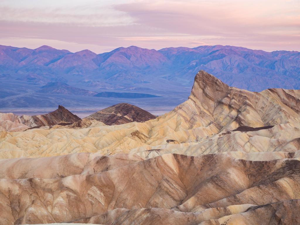 Sunrise at Zabriskie Point in Death Valley National Park, California, USA.