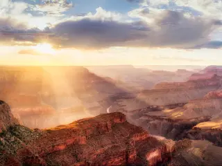 Grand Canyon Sunset from Hopi Point during summer monsoon.