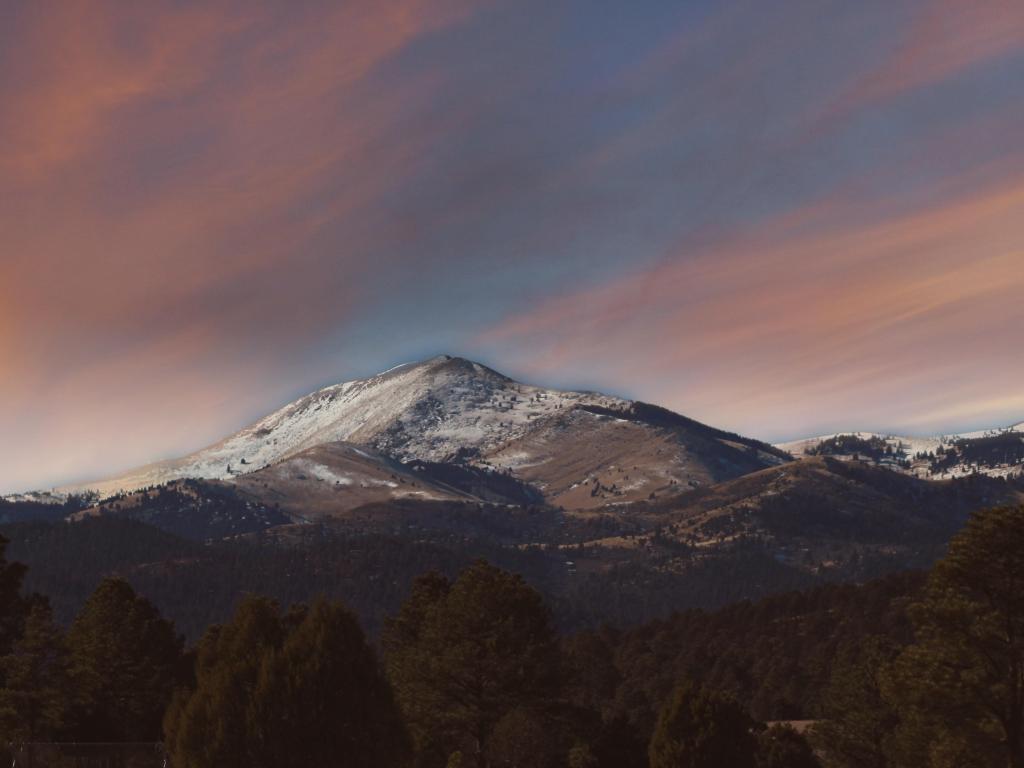 Sunset over Sierra Blanca in Ruidoso New Mexico