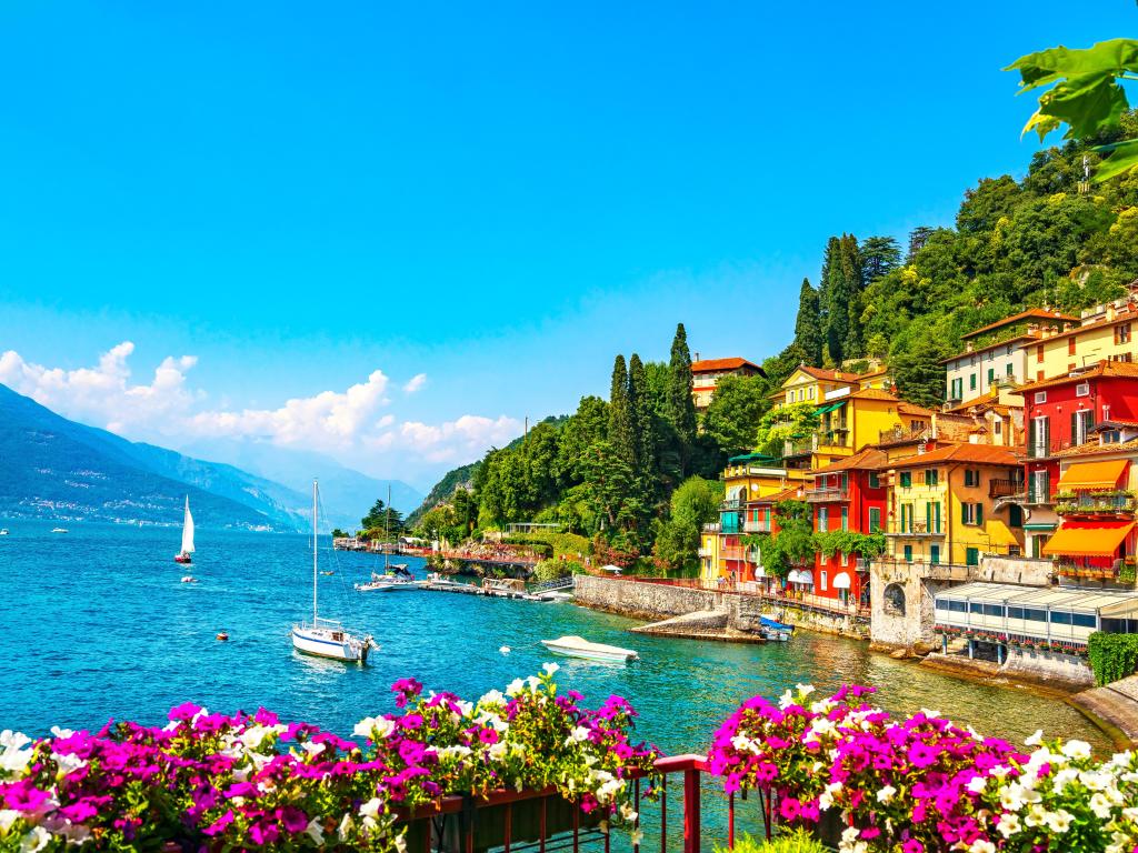 Varenna town in Como lake district. Italian traditional lake village. Italy, Europe.