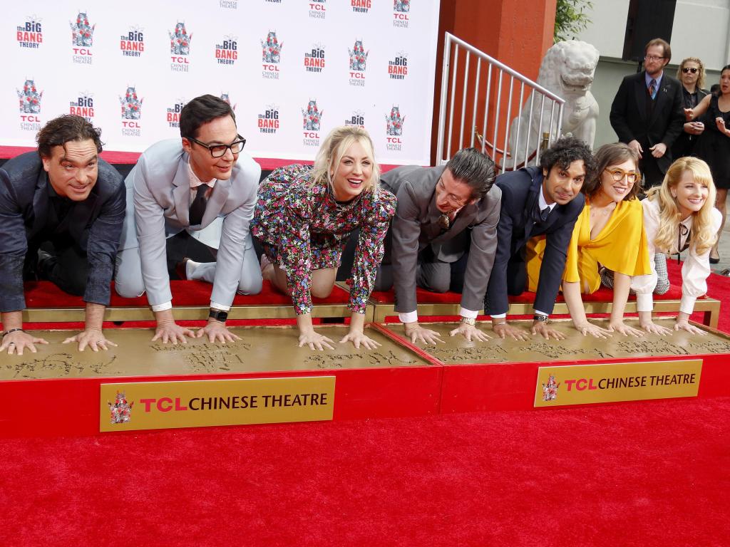 The stars of the 'Big Bang Theory' attend the handprints ceremony at the TCL Chinese Theatre IMAX in LA.