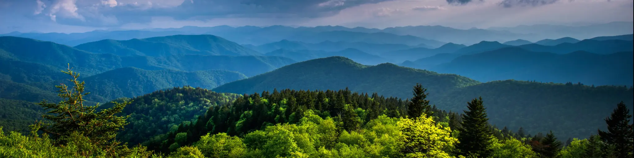 Asheville, North Carolina, USA with the Blue Ridges of the Appalachian Mountains on the Blue Ridge Parkway near Asheville and Waynesville.