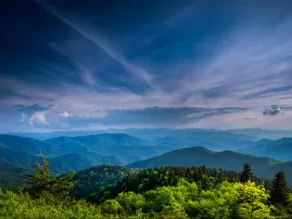 Asheville, North Carolina, USA with the Blue Ridges of the Appalachian Mountains on the Blue Ridge Parkway near Asheville and Waynesville.